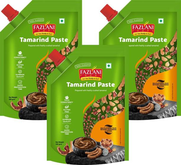 FAZLANI FOODS Tamarind Paste - 500g, Pack of 3 (Imli Paste) Naturally Processed with Fresh Ingredients | Aromatic Flavourful Cooking Paste | Authentic & Delicious Homemade Taste
