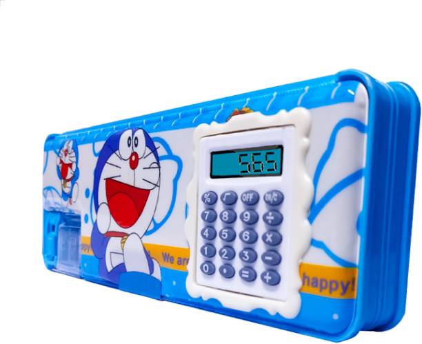 CDT 2022 Magnetic Cartoon Art Plastic Doraemon Pencil Box with Calculator for Kids will intereset your child, A Jombo Pencil Boxes, by CHAMA (set of 1 , Blue) Art Plastic Pencil Box