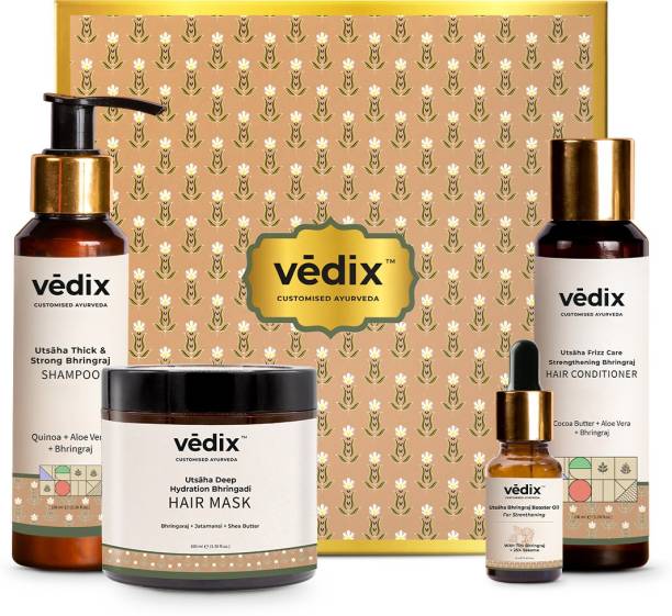 Vedix Ayurvedic Bhringadi Hair Care Kit,Hair Oil,Shampoo,Conditioner,Mask 310ml