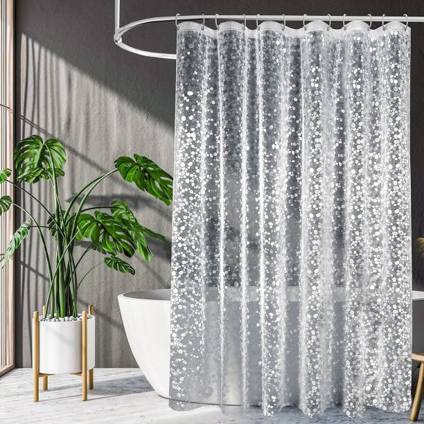 HOMECROWN 213 cm (7 ft) PVC Semi Transparent Shower Curtain Single Curtain