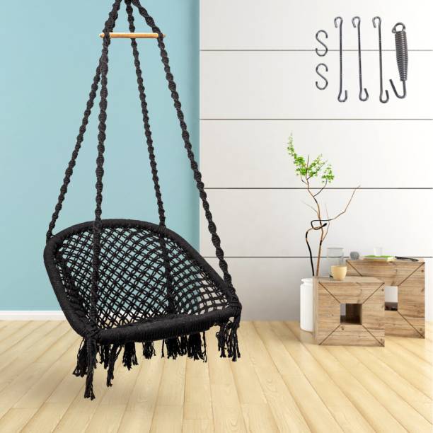 Curio Centre D Shape Cotton Swing Chair with Complete Hanging Kit / Swing for Home & Balcony Cotton Large Swing