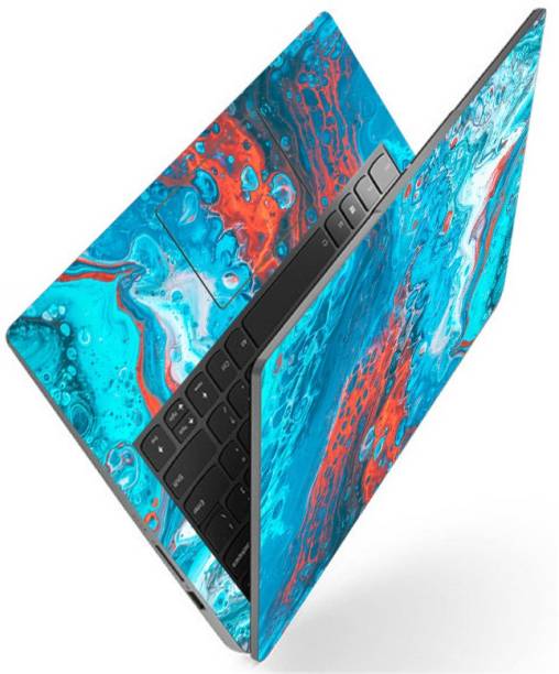 Techfit Full Body Laptop Skin Fits Size Upto 15.6 Inches - Blue Orange Stone Art Premium Stretched Vinyl Laptop Decal 15.6