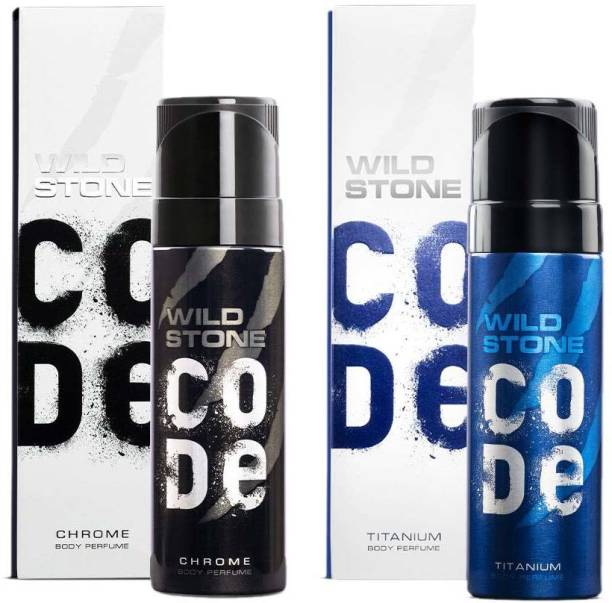 Wild Stone Code Titanium and Chrome (150ml each) Body Spray  -  For Men