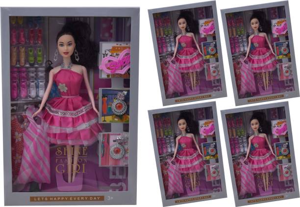 Toyporium Dolls for Girl’s Surprise Shine Moveable Doll Set With Beautiful Accessories