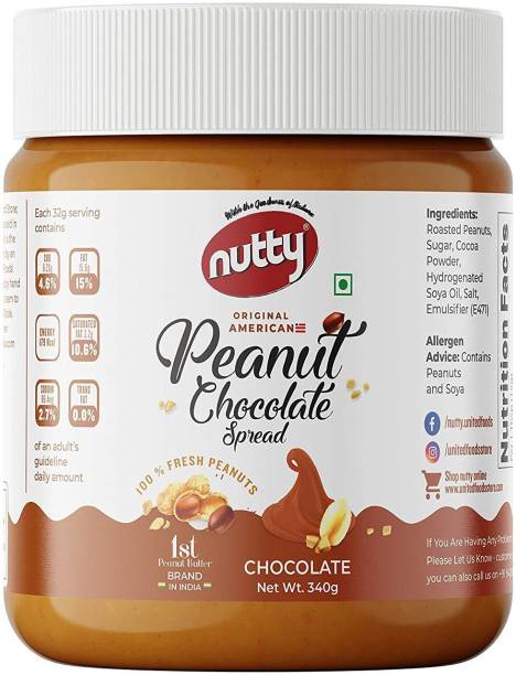 Nutty Chocolate Peanut Butter Spread, From Roasted Peanuts, Flavored Peanut Butter340g 340 g