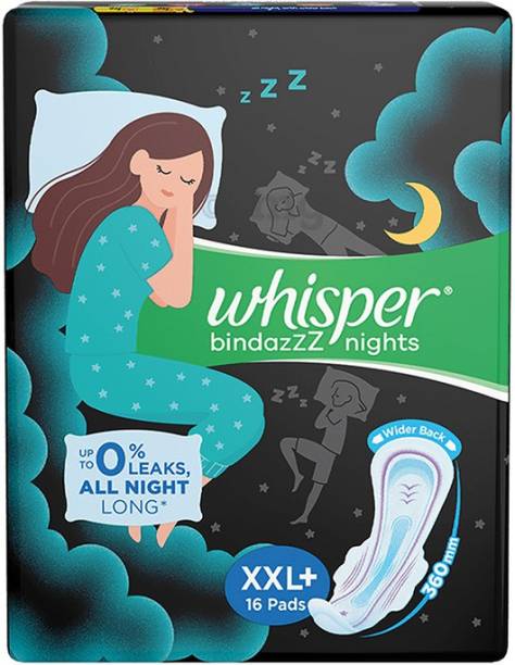 Whisper Bindazzz Night Sanitary Pads for Women XXL+ 16 Napkins (Pack of 16) Sanitary Pad