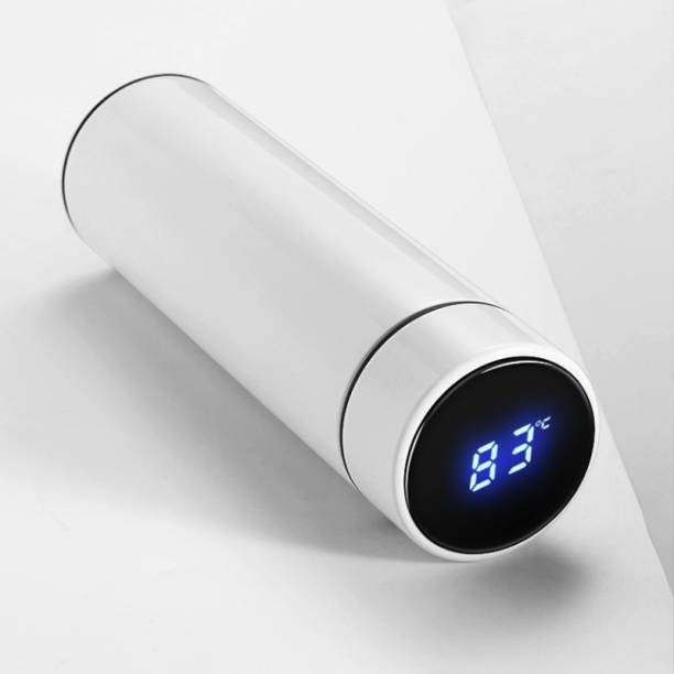 Desithat Hot & Cool Double Wall LED Indicator Display Temperature Water Bottle White35 500 ml Flask