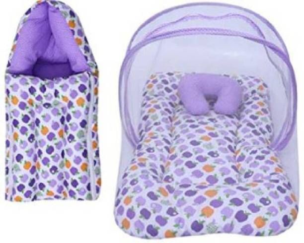 Mastiphotons Cotton Kids Washable New Born Baby, Wrapper blanket Sleeping Bag & Mattress with Mosquito Net combo Mosquito Net