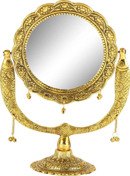 Fashion Bizz Handcrafted Fish Design Gold Plated Mirror View Decorative Showpiece / Decorative Mirror