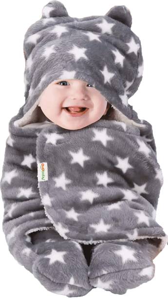 Oyo Baby Printed Single Hooded Baby Blanket for  Mild Winter