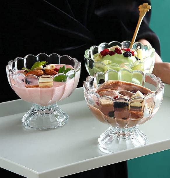 Tap2kaart Glassware IceCream Bowl,Salad Dessert Serving Bowls,Tableware Set,, SERVING BOWL Glass Decorative Bowl