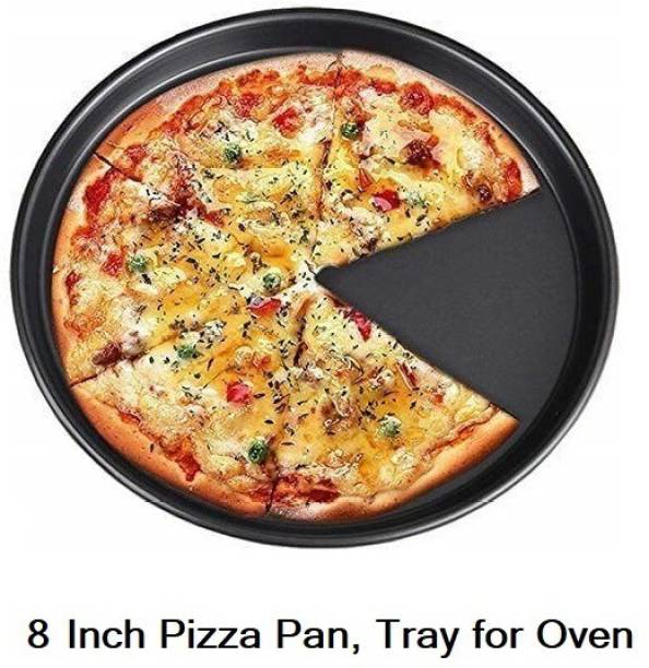 Bakers cutlery 8 Inch Pizza Pan, Plate, Tray Pizza Carbon Steel, Baking Non-Stick for Oven Pizza Tray