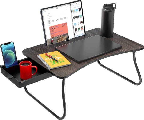 ELV Wood Table With Drawer, Cup Holder Wood Portable Laptop Table