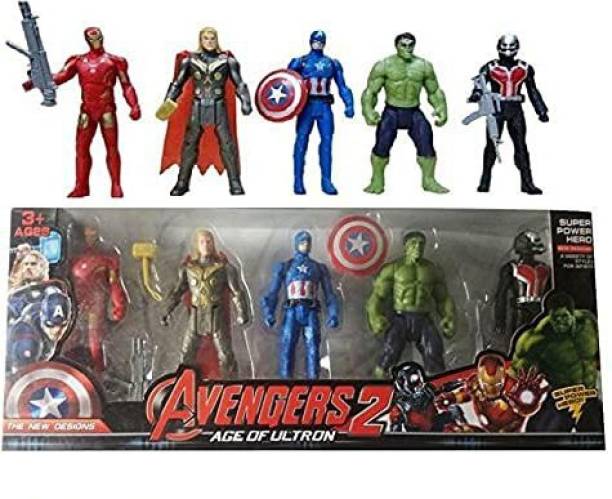 Toyporium Avengers 5 Super Hero Characters Action Figure Toy Set for Children