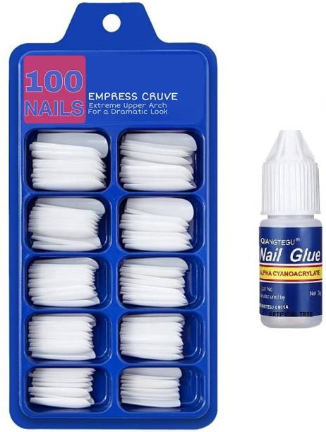 og7 100 Artificial Fake Nails with Glue Bottle