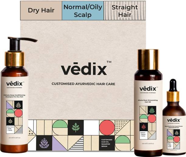 Vedix Hair Fall Control & Dandruff Care Regimen for Dry Hair -Normal-Oily Scalp & Straight Hair -3Product Kit