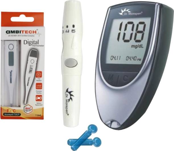 Dr. Morepen BG03 glucometer with AmbiTech Digital Thermometer ( No Strips ) Glucometer