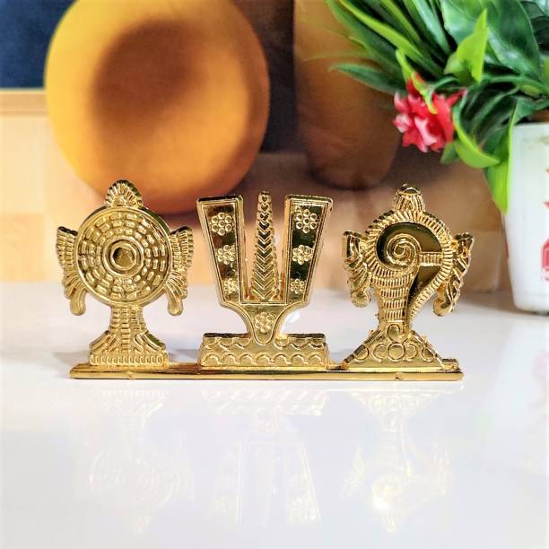 KridayKraft Metal Tirupati Balaji Shankh Chakra Namah Car Dashboard,Office,Religious idol Decorative Showpiece  -  5 cm