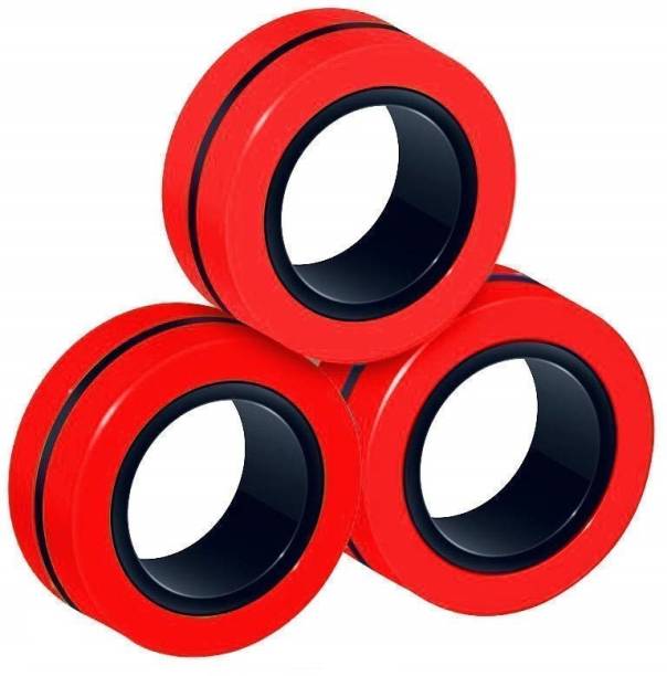 cartpanda 3 Pcs Magnetic Ring Toy for Kids Anti Stress Spinning Fidget spinner Multicolor