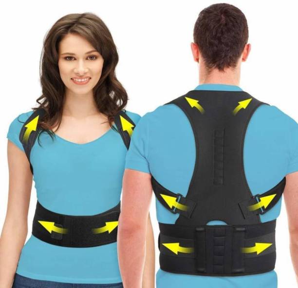 ZCAREPHARMA Back Brace Posture Corrector Therapy Shoulder Belt, Back Pain Relief (Black) Back & Abdomen Support