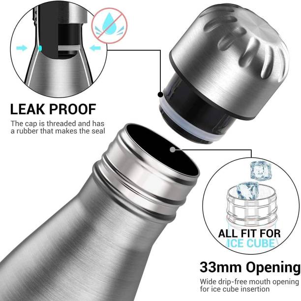 GREENPORT Thermosteel 24 Hours Hot and Cold Water Bottle 1000ml A18 Pack of 1 Silver Steel 1000 ml Flask
