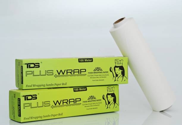 TDS PLUS WRAP 100 Meter Jumbo Organic Food Wrapping Butter Paper Roll (Pack 2)||100% Oven & Microwave Safe Up To 220 °C|| No Added Wax Or Coating||Organic & Biodegradable Parchment Paper