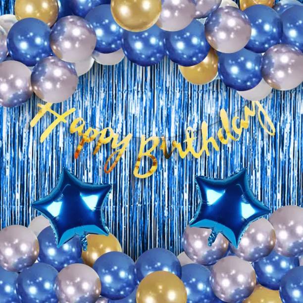 K A Enterprises Solid Happy Birthday Decorations for Boys-Girls. Birthday Decoration kit Combo-42Pcs Balloon