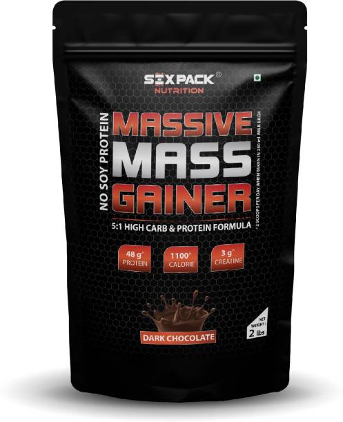 SIX PACK NUTRITION Massive Mass Gainer Protein Powder with creatine 2 lbs Weight Gainers/Mass Gainers