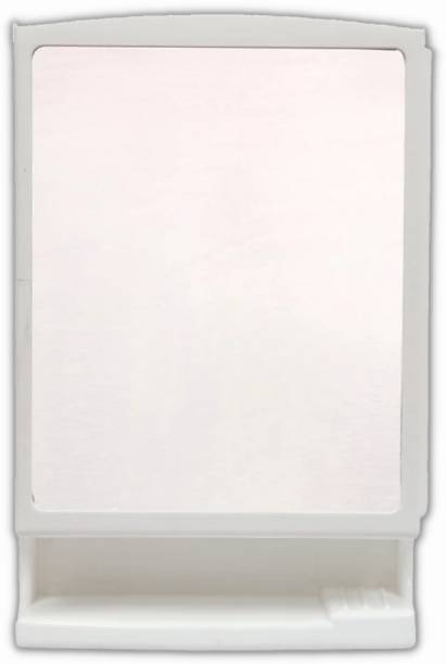 ZAP Plastic Strong Rich Look Bathroom Cabinet With Mirror (White) Plastic Wall Shelf