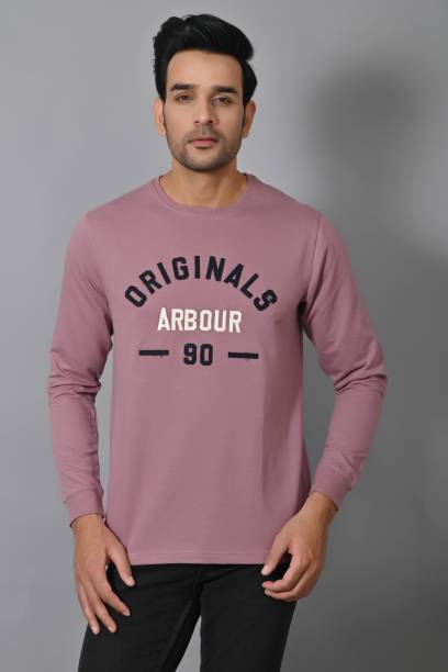 Arbour Embroidered Men Round Neck Pink T-Shirt