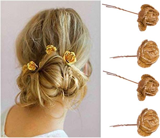 Kidzoo GOLDEN ROSE BRIDAL HAIR PINS Hair Clips Wedding Women & Girls Hair Accessories Hair Pin