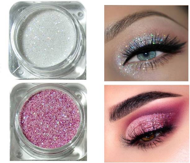 tanvi27 Pink & white MultiUse Eye Shadow Glitter Powder Pigment Eye Makeup