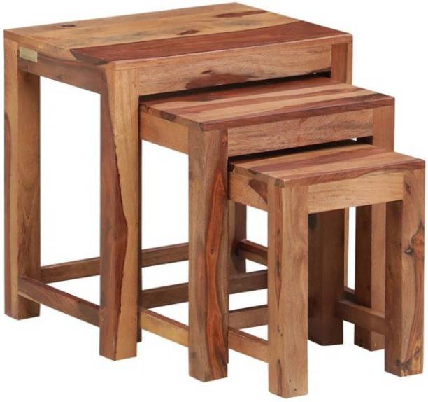 WOODTREND Sheesham Wood Solid Wooden Nesting Table For Living Room|Finish:-Natural Teak| Solid Wood Nesting Table