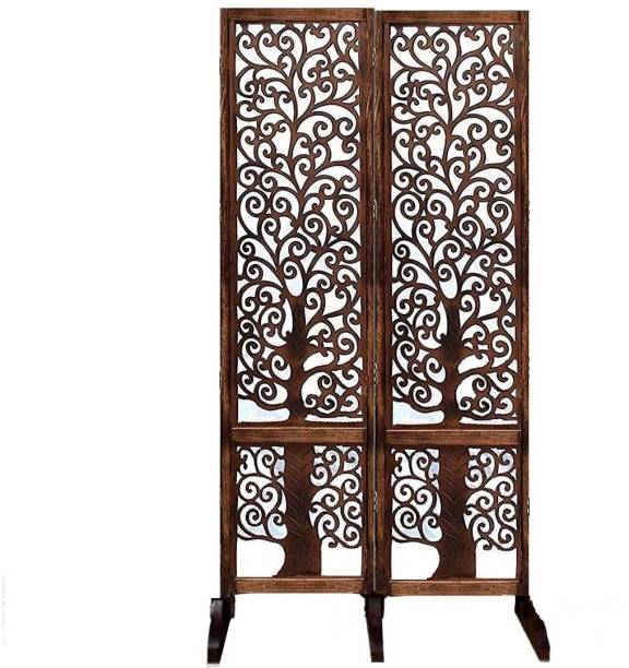 Decorhand Handcrafted 2 Panel Wooden Room Divider Screen With Stand Solid Wood Decorative Screen Partition