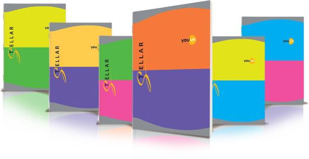 NAVNEET Youva Stellar Attractive Cover Long Book For Students, Pack of 6, Assorted A4 Note Book Single Rule 76 Pages