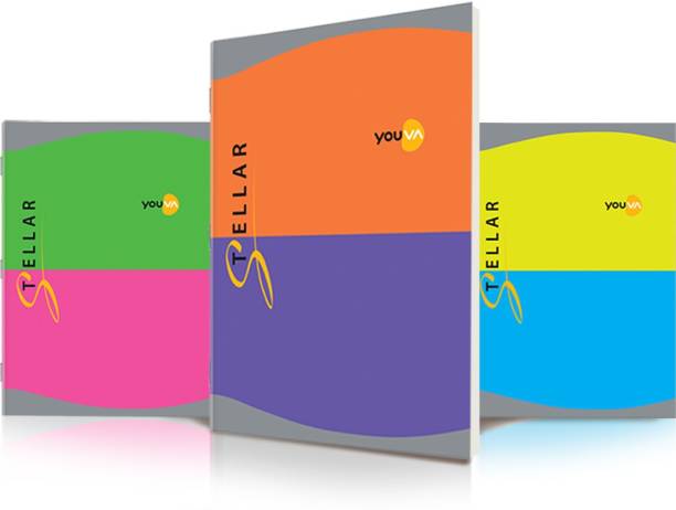 NAVNEET Youva Stellar Attractive Cover Long Book For Students, Pack of 3, Assorted A4 Note Book Single Rule 228 Pages