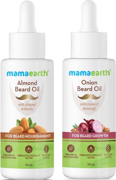 MamaEarth Natural Beard Nourishing Combo (Almond Beard Oil + Onion Beard Oil) Hair Oil