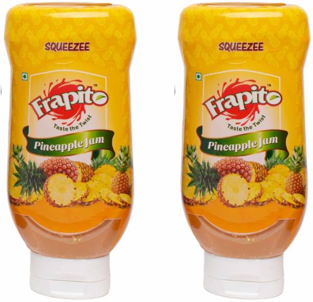 Frapito Pineapple Fruit Jam Spread Squeezee Bottle Jam 575 GMS | Pack of 2 | 1.15 kg