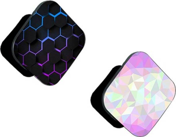 iCopertina Pack of 2 Black Hexagon Pattern And Pink Blue Abstract Mobile Holder