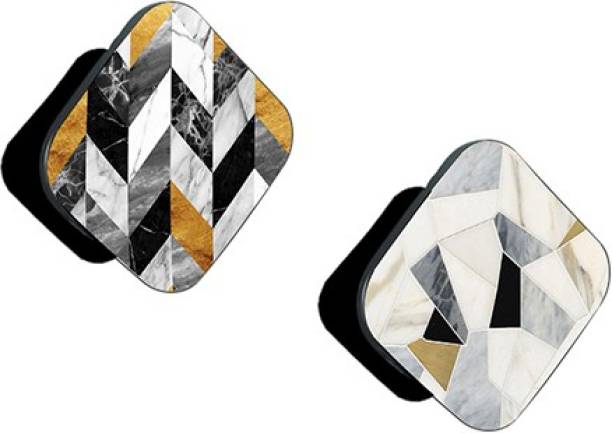 iCopertina Pack of 2 Golden Black White Marble Pattern And Marble Pattern Mobile Holder