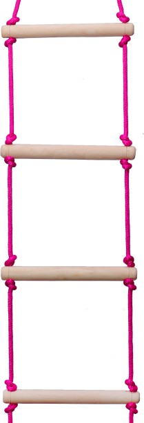 Climbing Ladder for Kids or Adults with Ground anchoring and Ninja line Carabiner 7 ft Durable 1,25’ Thick Hardwood Stairs Cateam Rope Ladder for Kids 7 Swing Set Accessories for Playground 