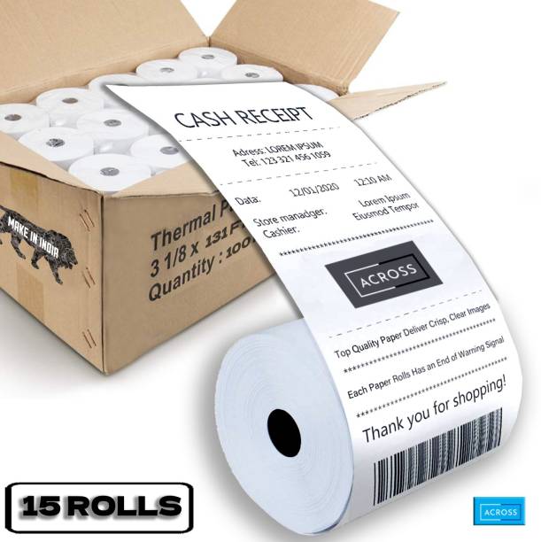 ACROSS Billing Roll White 3 Inch (Set of 15) 70 gsm Thermal Paper