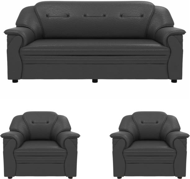Sekar Lifestyle Polyurethane Series Leatherette 3 + 1 + 1 Grey Sofa Set