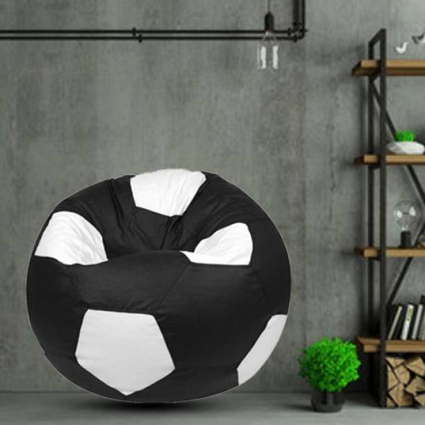 Coaster Shine XXL Artificial Leather Football Bean Bag Filled With 2.5 Kg Premium Quality Beans Bean Bag Footstool  With Bean Filling