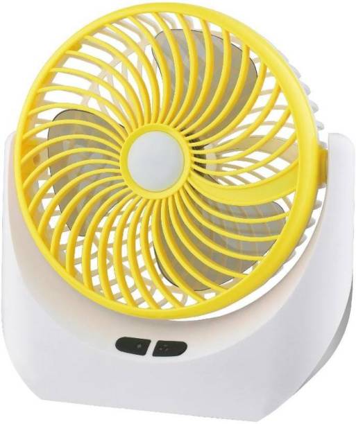 JY SUPER 1880 (RECHARGEABLE PORTABLE USB FAN) With LED Light, 2400mAh Battery 1400 mm Silent Operation 3 Blade Table Fan