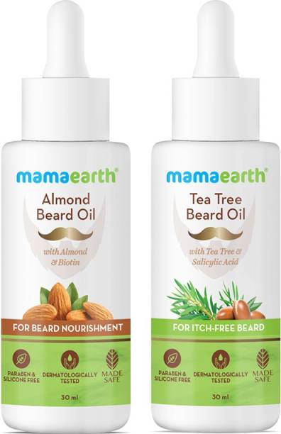 MamaEarth Healthy Beard Combo (Almond Beard Oil + Tea Tree Beard Oil) Hair Oil