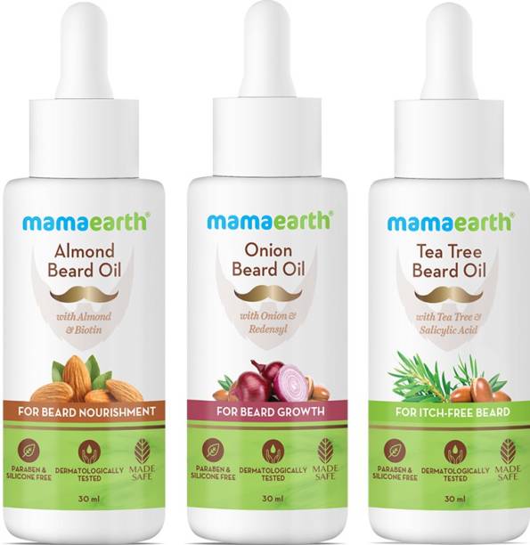 MamaEarth Complete Beard Care (Almond Beard Oil + Onion Beard Oil + Tea Tree Beard Oil) Hair Oil