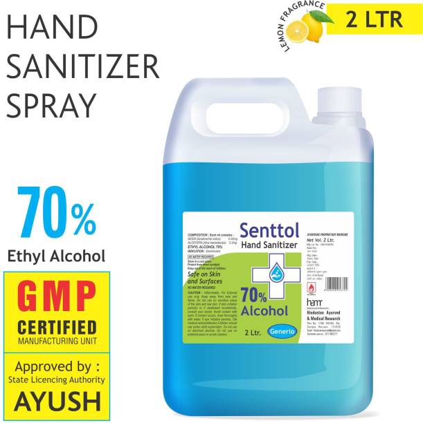 senttol  Spray Liquid 2 LTR Refill Pack, Ethyl Alcohol 70% Hand Sanitizer Can