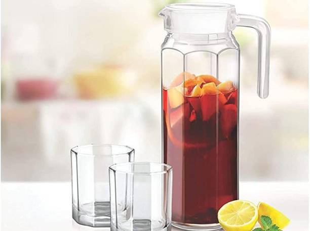 MOOZICO 1.1 L Water Crystal Clear Cut Glass water jug jar 1.3 L Water Jar crystal jug Pitcher