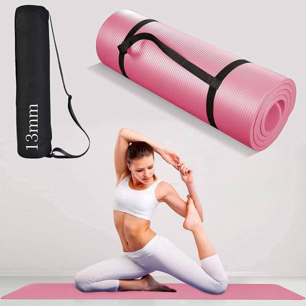 CITRODA Fitness Mat Yoga Exercise Gym Workout Men Women Yoga Mat with Carrying Strap Bag Pink 13 mm Yoga Mat